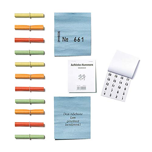 PARTY DISCOUNT Sparpack Röllchenlose für Tombolas und Gewinnspiele Komplettset mit Gewinnerlosen 1-800, Nieten und Aufklebenummern von PARTY DISCOUNT