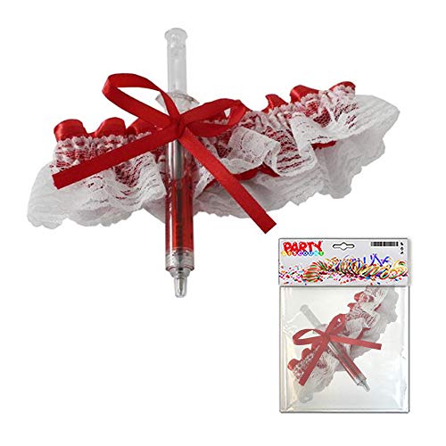 PARTY DISCOUNT Strumpfband rot-weiß, mit Spritze PARTY DISCOUNT Strumpfband rot-weiß, mit Spritze von PARTY DISCOUNT