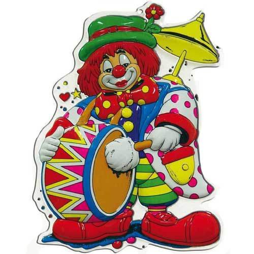 PARTY DISCOUNT Wand-Deko Clown mit Trommel, Höhe ca. 60 cm von PARTY DISCOUNT