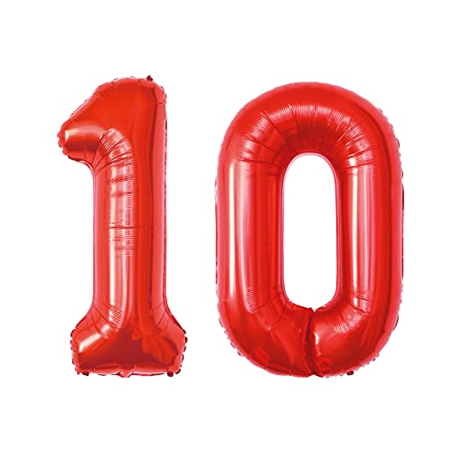 Rot Ballon 10 Geburtstag, 90~100 cm große Helium Folienfolienballons, Partyballons, Geburtstagsdekorationen, fliegen mit Helium von PARTY GO