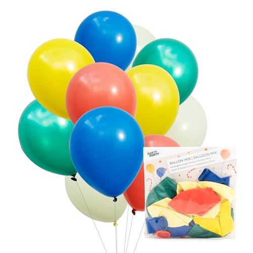 PARTY PARTY 12er Kindergeburtstag Ballon Mix aus Latex reißfest 30 cm geruchs- und geschmacksneutral Luftballon Deko Kindergeburtstag, Kinder Geburtstag, Kinderparty Ballons, Hochzeit von PARTY PARTY