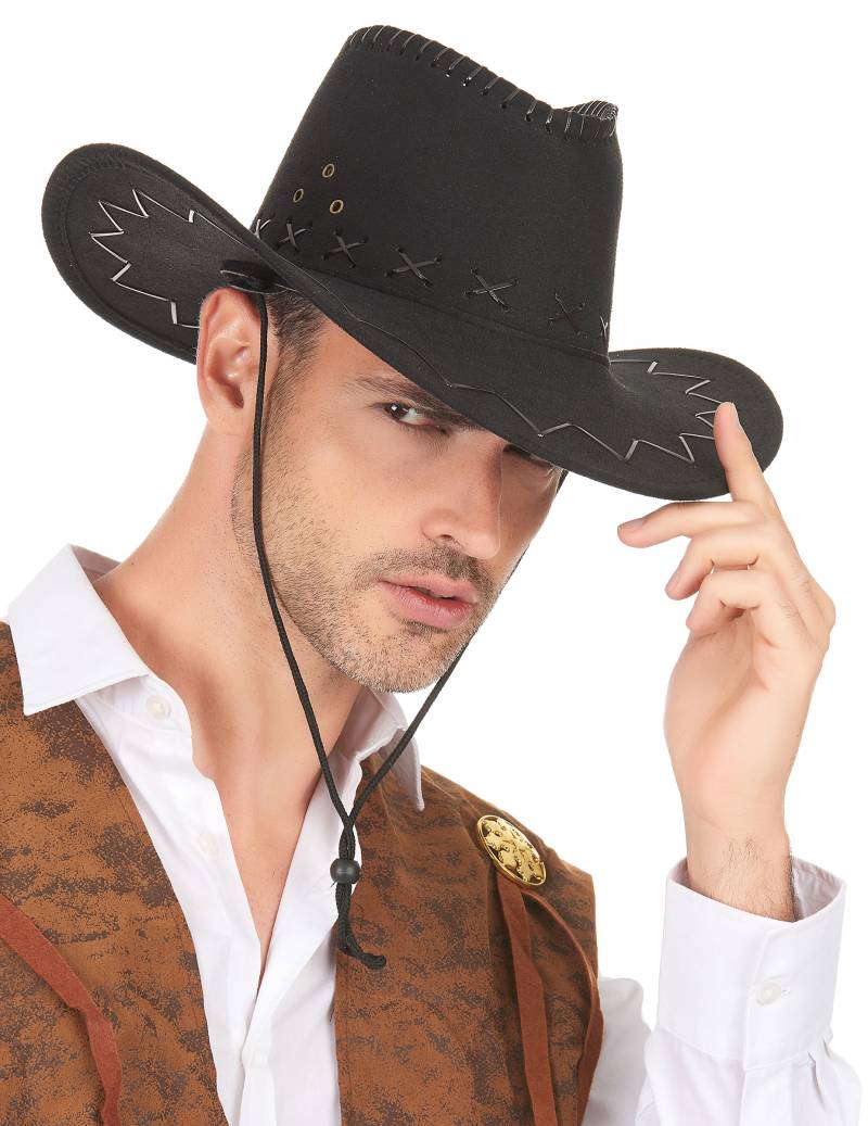 Cowboy Hut für Erwachsene schwarz von KARNEVAL-MEGASTORE