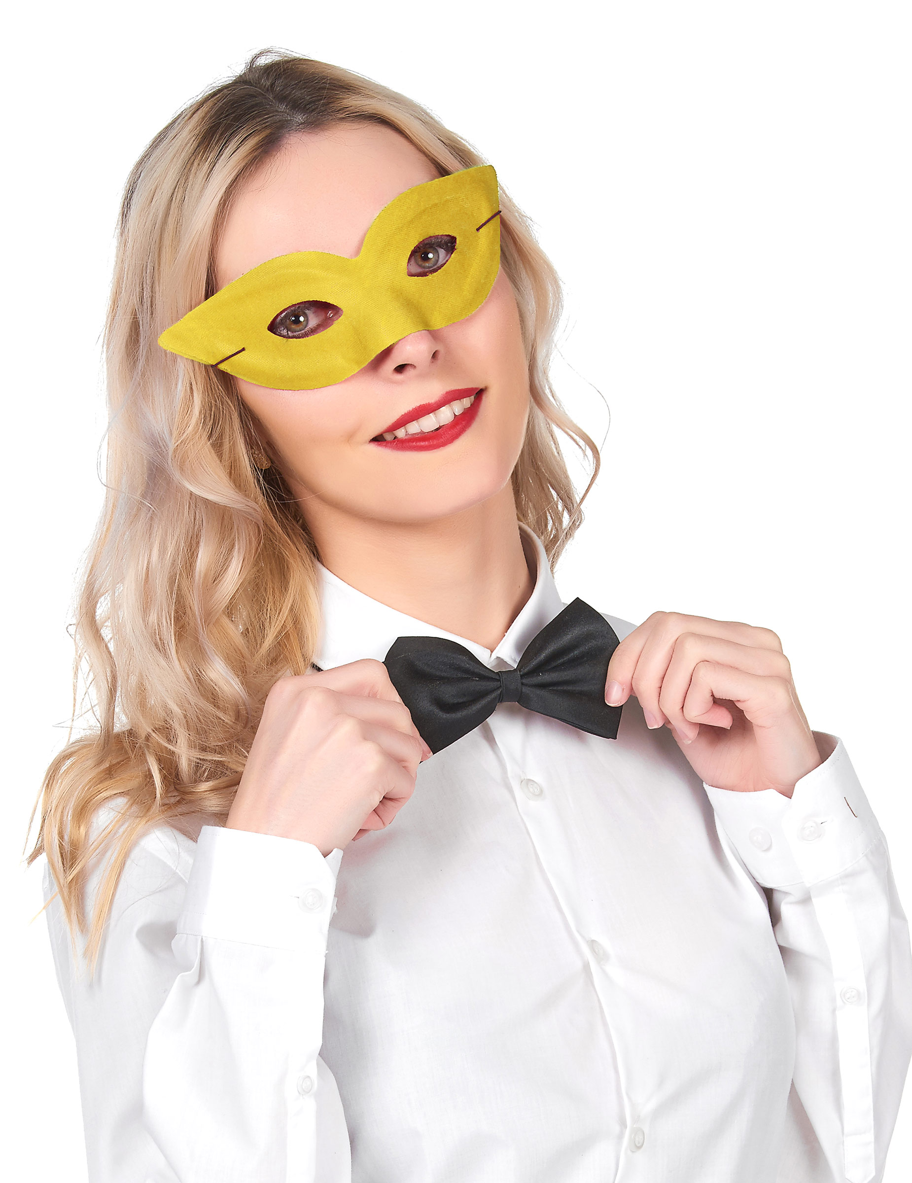 Edle venezianische Augenmaske gelb Edle venezianische Augenmaske gelb von KARNEVAL-MEGASTORE