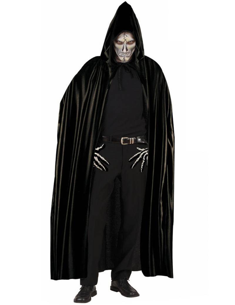 Kapuzen-Umhang Cape lang schwarz von KARNEVAL-MEGASTORE