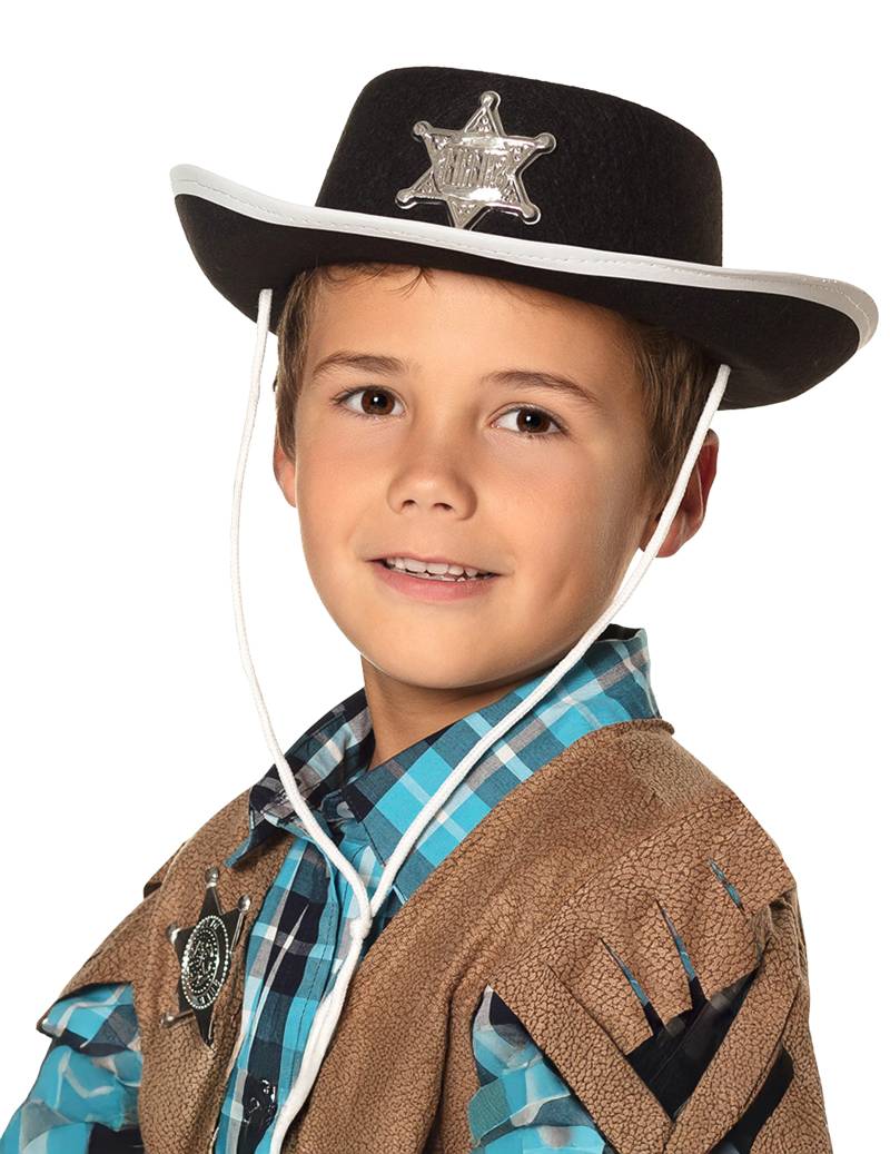 Kinder Cowboyhut schwarz von KARNEVAL-MEGASTORE