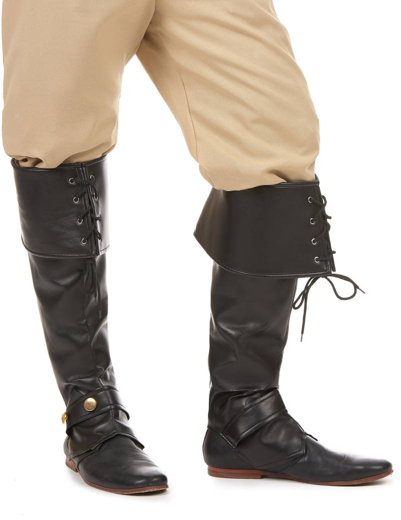 Piraten Stiefelstulpen Deluxe schwarz von KARNEVAL-MEGASTORE
