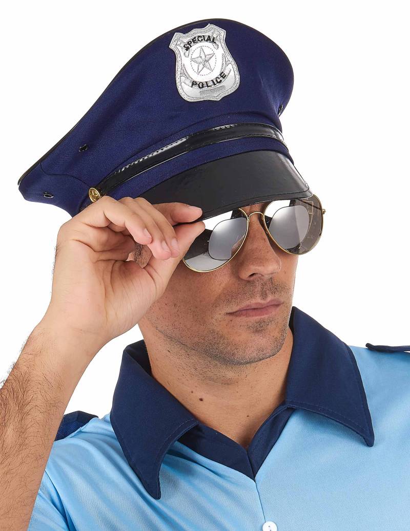Polizisten Hut Kostümaccessoire dunkelblau-silber von KARNEVAL-MEGASTORE