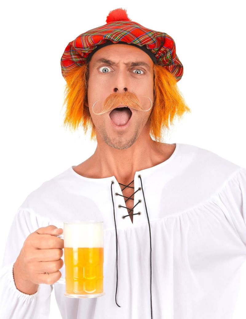 Schottische Mütze kariert rot-grün von KARNEVAL-MEGASTORE
