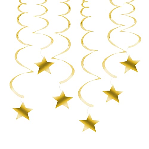 PARTY TIME HF0010ZLO-0196 Wirbelnde Papierschlangen-goldene Sterne (6 STK von PARTY TIME