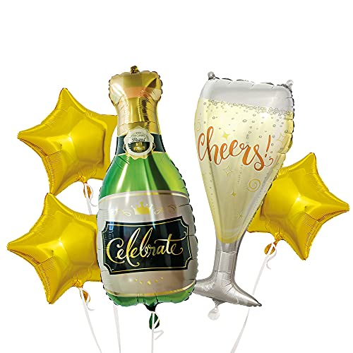 Party Time - EA9470 – Folienballon Champagner X4 Drugstore Geschenk Party und Veranstaltung Dekoration und Partylicht von PARTY TIME
