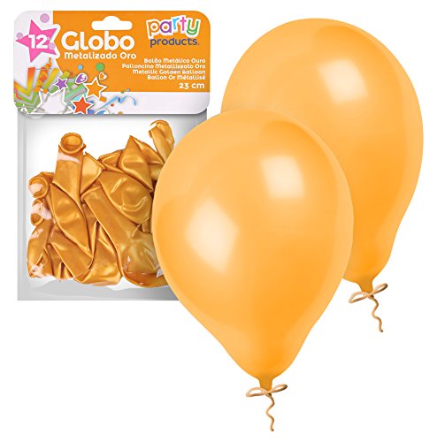 PARTY 68407 Packung mit 12 Luftballons, 23 cm, Vergoldet, Medium von PARTY