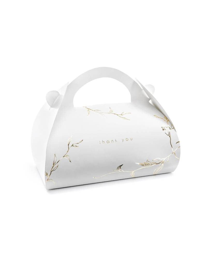 10 Gebäckboxen Thank You Weiß Gold 16 x 8,5 x 9,5 cm von PARTYDECO