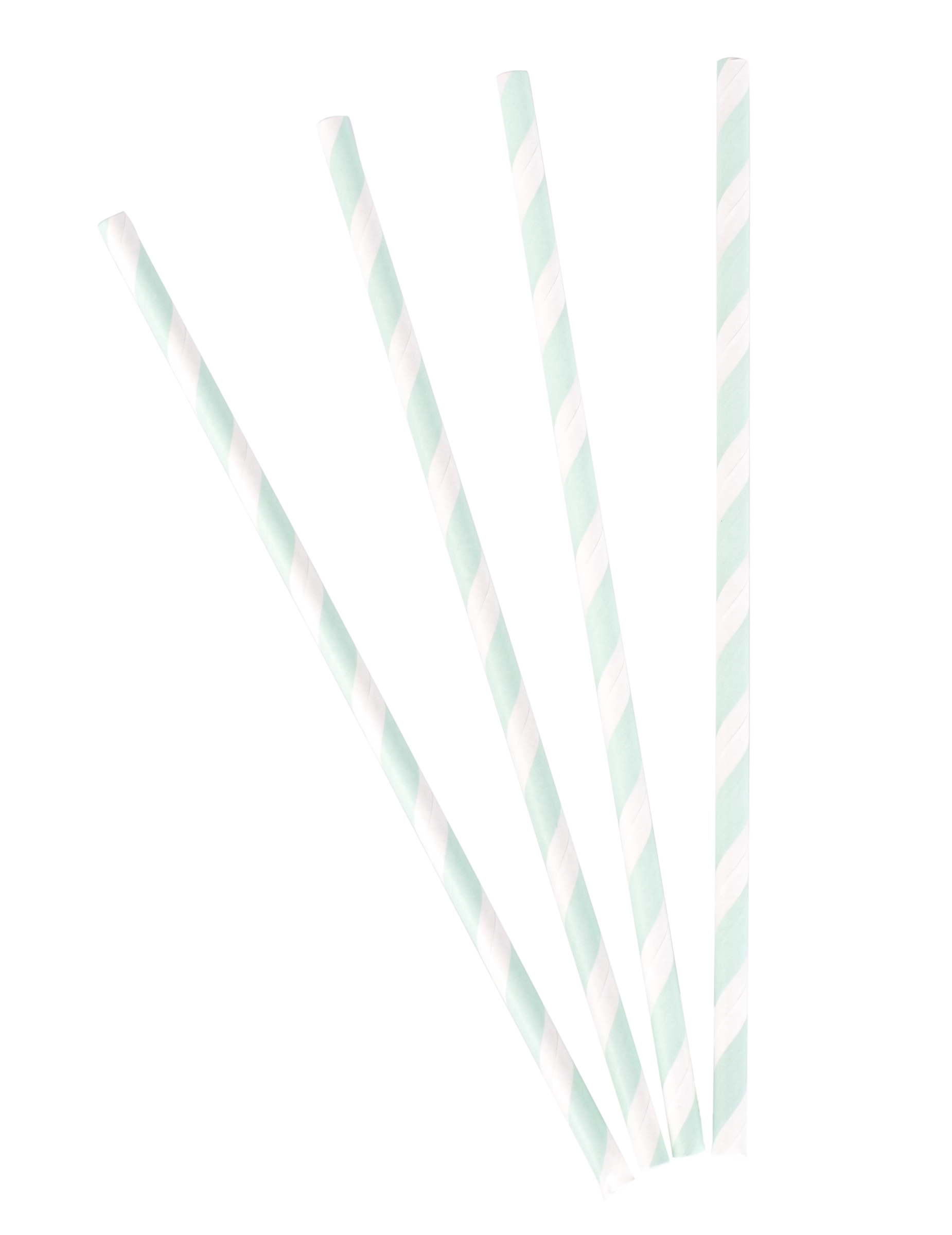 10 Papierstrohhalme Mint gestreift, 19,5 cm von PARTYDECO