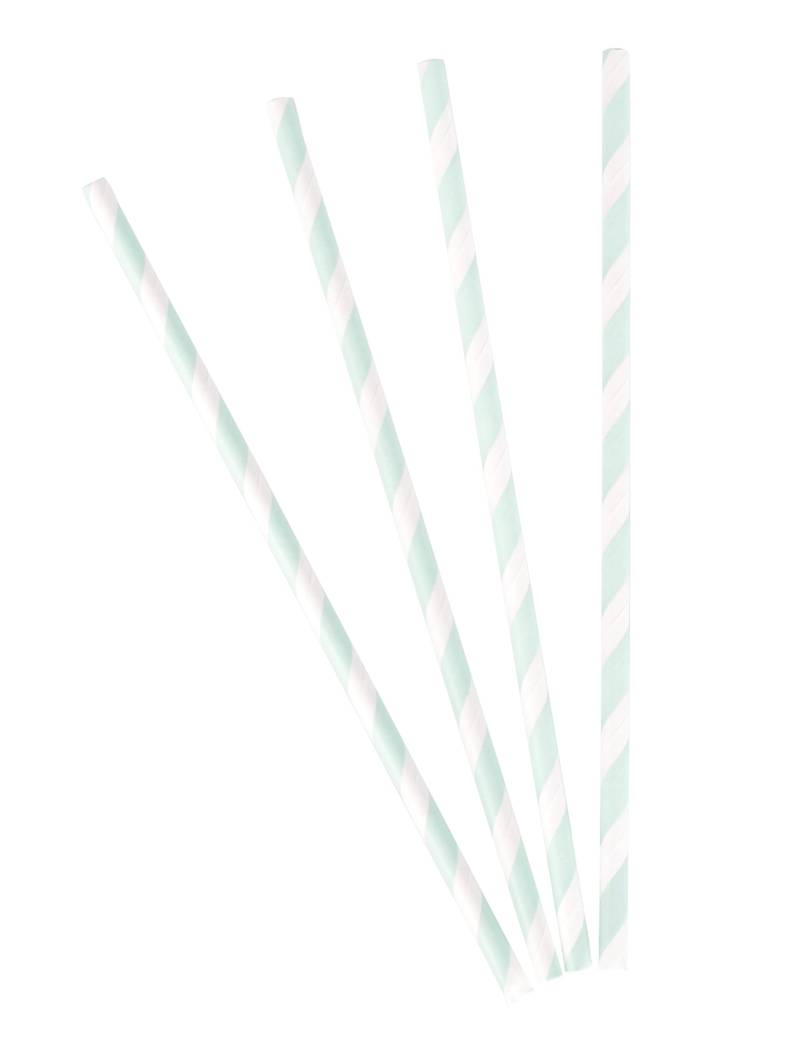 10 Papierstrohhalme Mint gestreift, 19,5 cm 10 Papierstrohhalme Mint gestreift, 19,5 cm von PARTYDECO