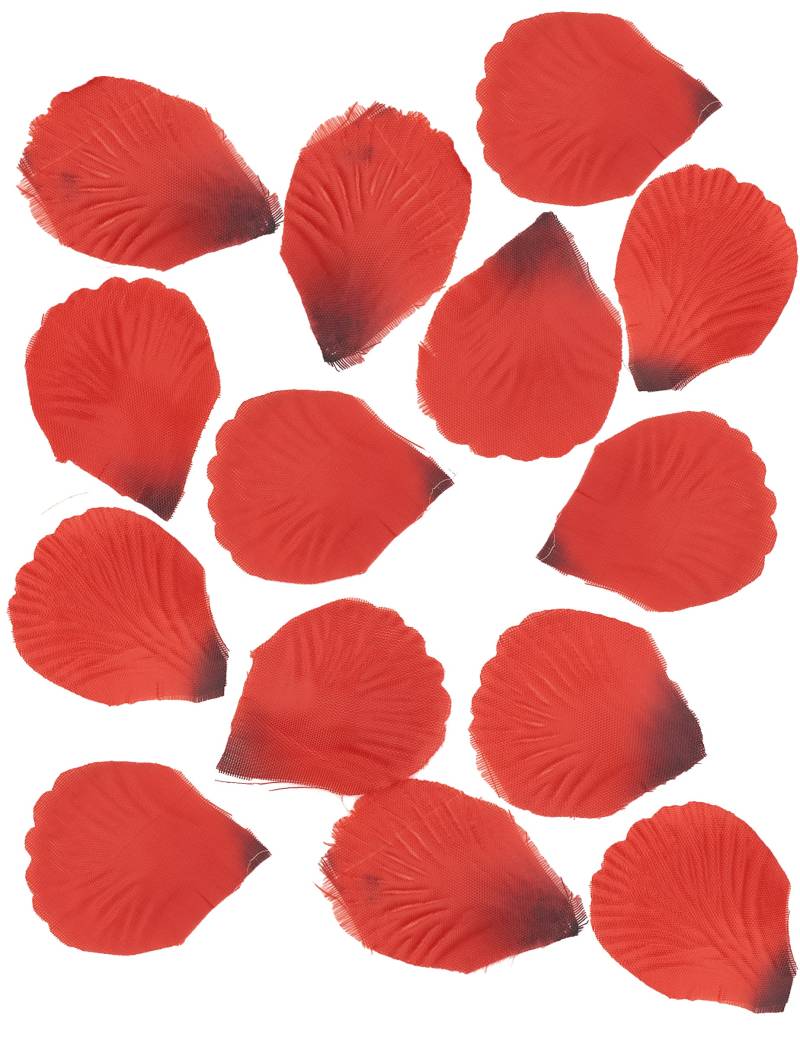 100 Rosenblätter aus Stoff Dunkelrot 5 x 5 cm von PARTYDECO