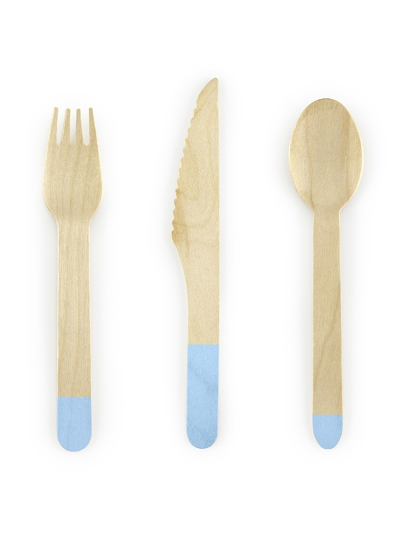 18 Holzbesteck hellblau Holz 16 cm von PARTYDECO