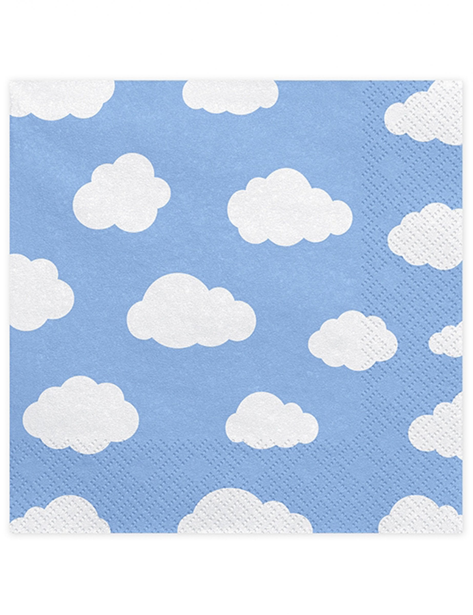 20 Baby Shower Papierservietten Blau mit weißen Wolken 20 Baby Shower Papierservietten Blau mit weißen Wolken von PARTYDECO