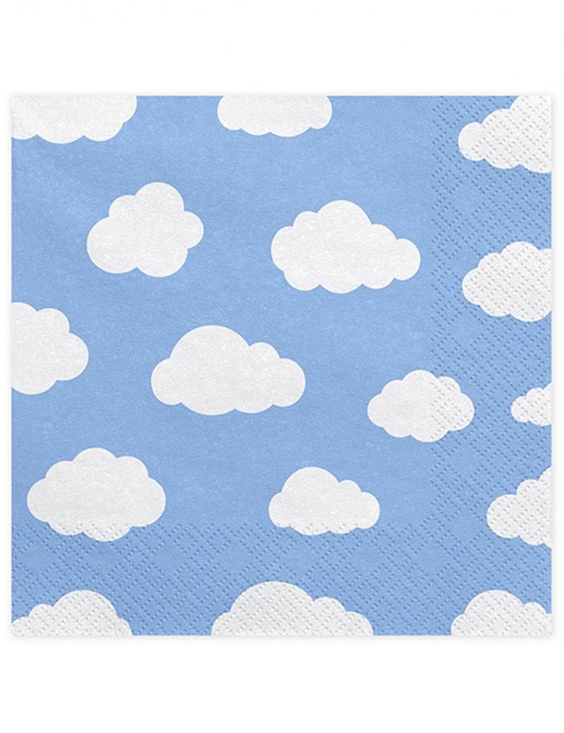 20 Baby Shower Papierservietten Blau mit weißen Wolken 20 Baby Shower Papierservietten Blau mit weißen Wolken von PARTYDECO
