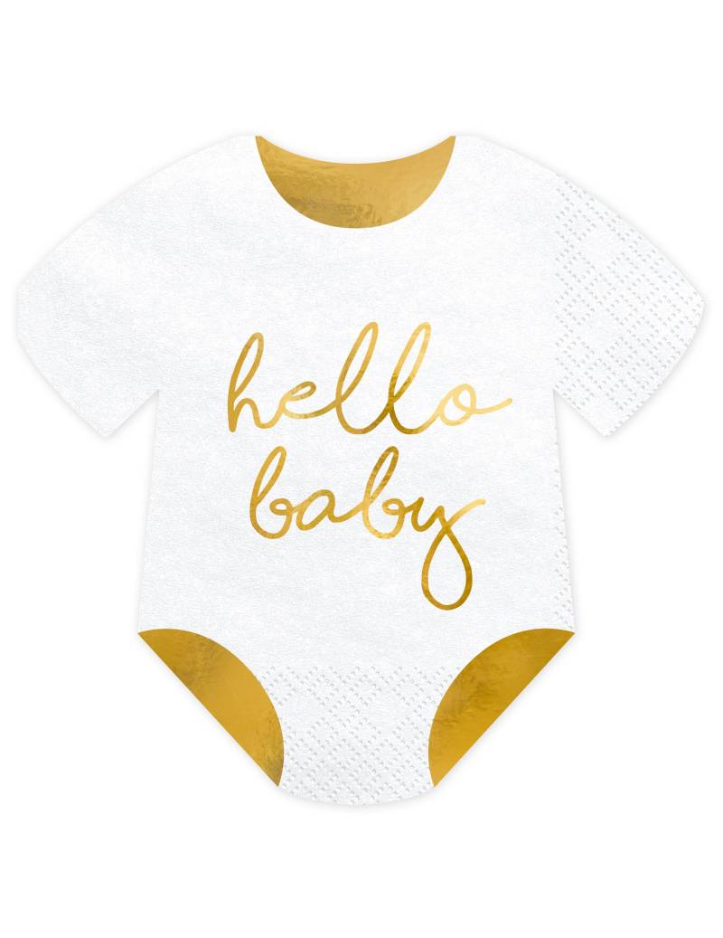 20 Cocktailservietten Body Hello Baby 16 x 16 cm weiß gold 20 Cocktailservietten Body Hello Baby 16 x 16 cm weiß gold von PARTYDECO