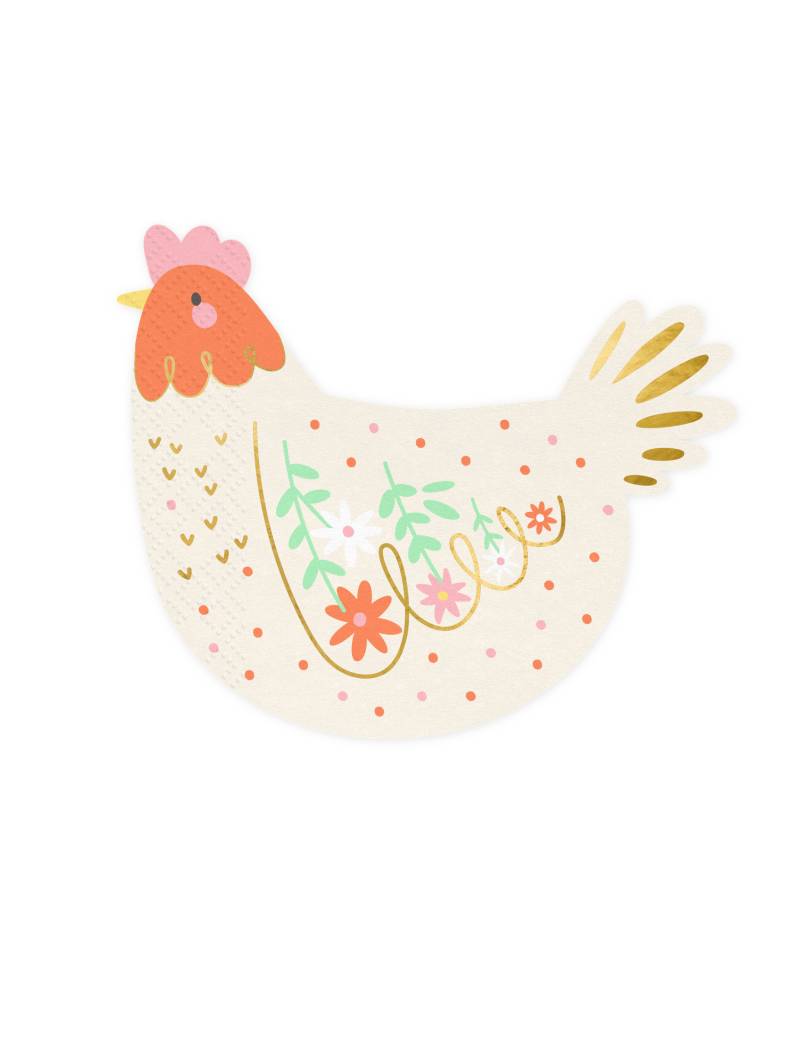 20 Huhn Servietten Ostern 32 x 26 cm von PARTYDECO