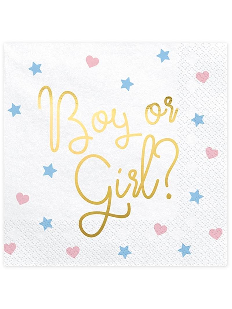 20 Servietten Boy or Girl Weiß 33 x 33 cm von PARTYDECO