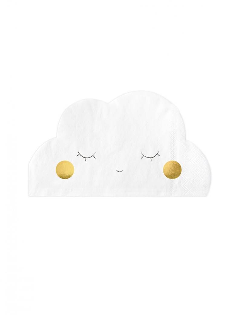 20 Servietten Wolkenform weiß 32 x 19 cm von PARTYDECO