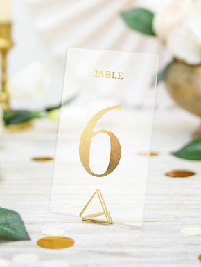 20 Tischnummern Transparent Gold 7 x 12 cm von PARTYDECO