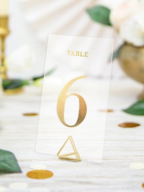 20 Tischnummern Transparent Gold 7 x 12 cm von PARTYDECO