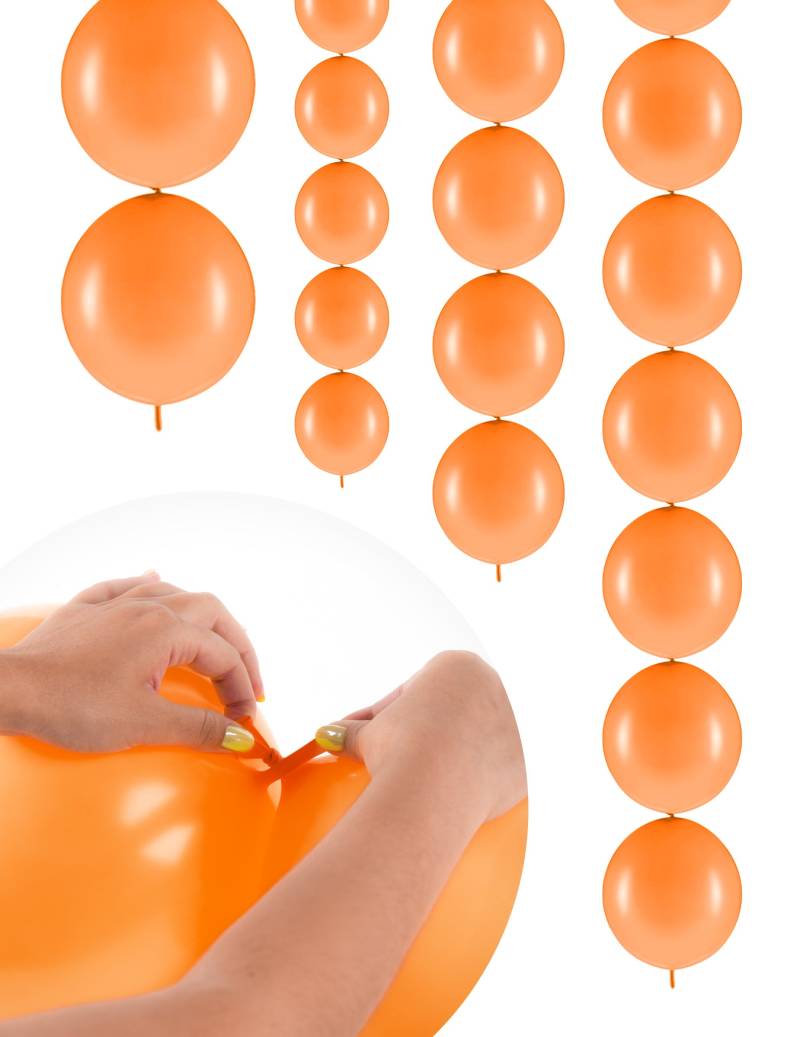 20 aufblasbare orange Luftballons zum verbinden 28 cm von PARTYDECO