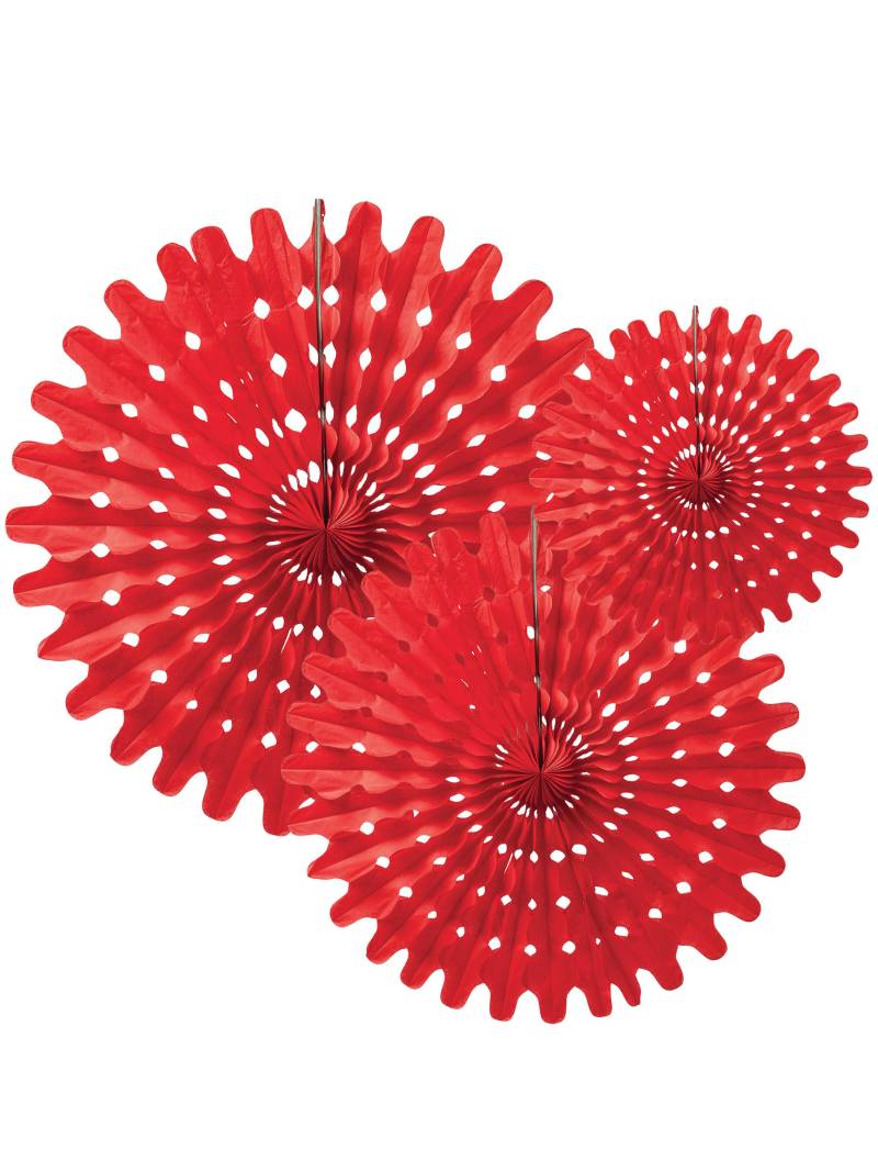3 Papierfächer Rot Set 20, 25 und 30 cm 3 Papierfächer Rot Set 20, 25 und 30 cm von PARTYDECO