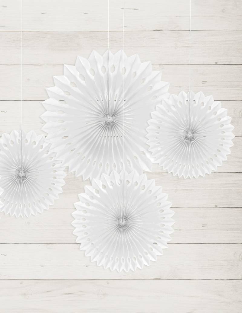 3 Papierfächer Weiß Set 20, 25 und 30 cm von PARTYDECO