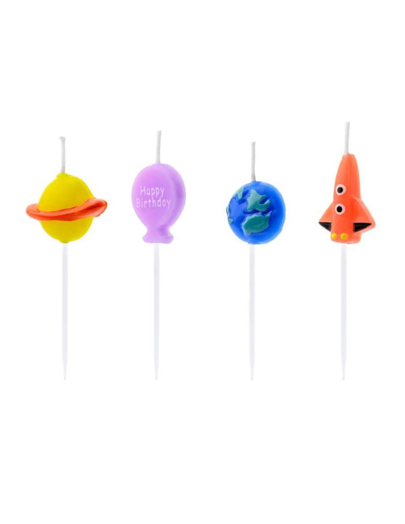 4 Geburtstagskerzen Astronaut 2 - 3 cm von PARTYDECO