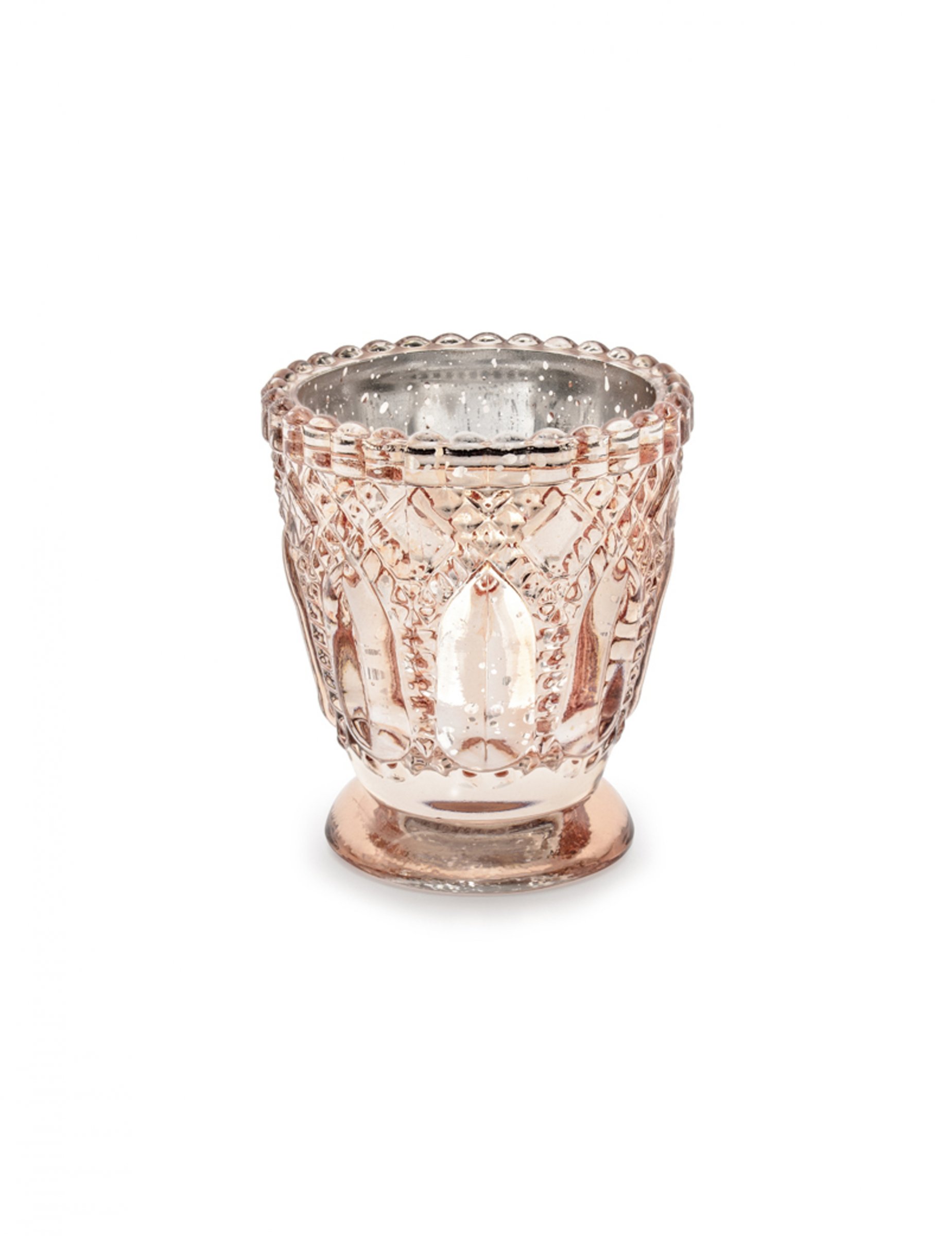 4 Roségoldene Glas-Windlichter 8 cm Hochzeitsdeko 4 Roségoldene Glas-Windlichter 8 cm Hochzeitsdeko von PARTYDECO
