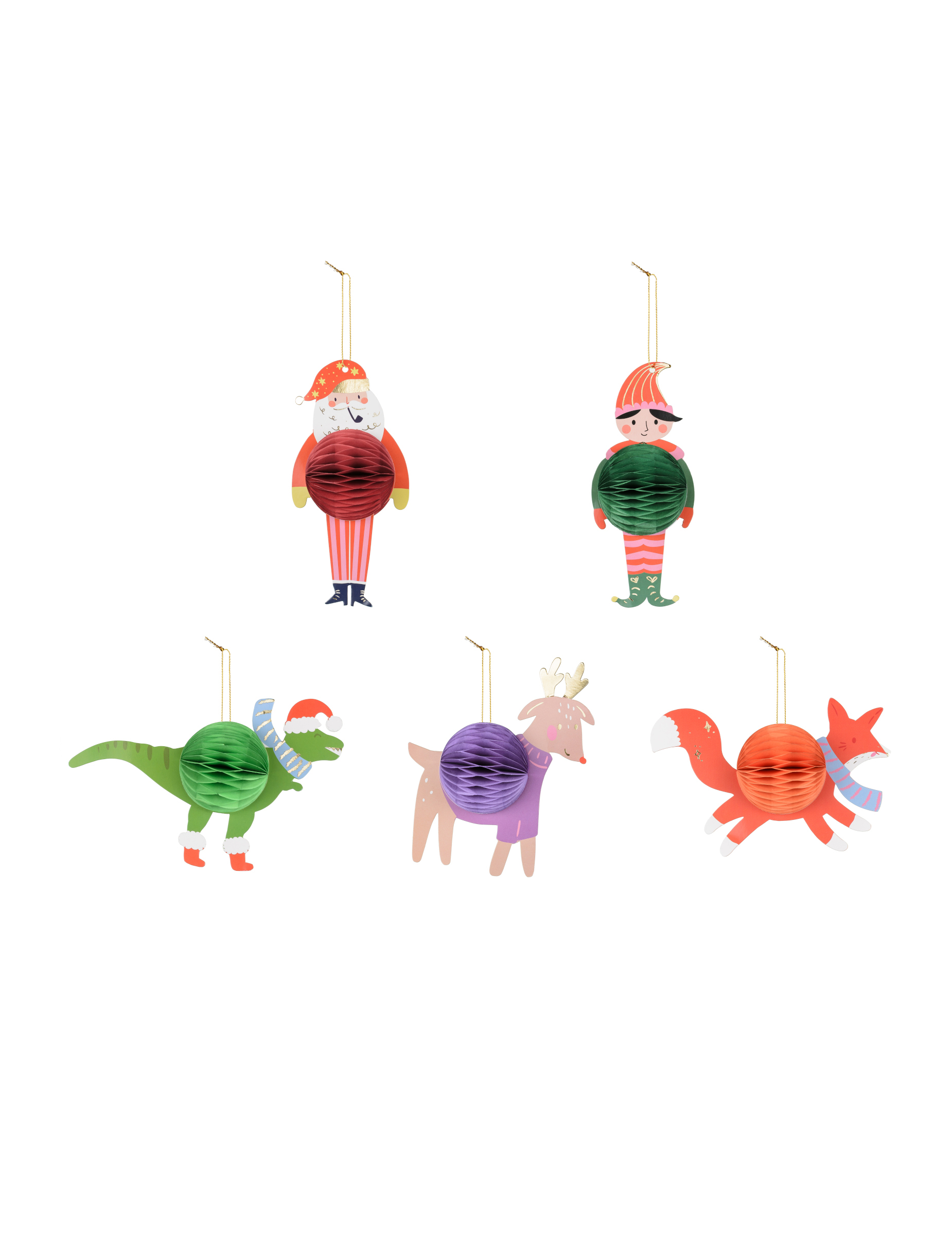 5 Weihnachtsanhänger Papierfiguren Weihnachten von PARTYDECO