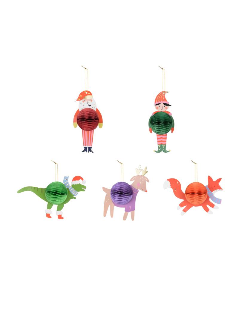 5 Weihnachtsanhänger Papierfiguren Weihnachten von PARTYDECO
