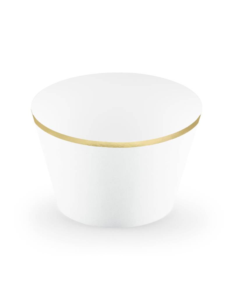 6 Cupcake-Manschetten aus Papier in Weiß und Gold für Hochzeiten 6 Cupcake-Manschetten aus Papier in Weiß und Gold für Hochzeiten von PARTYDECO