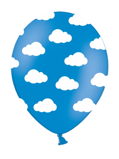 6 Latexballons Blau Weiße Wolken 30 cm von PARTYDECO