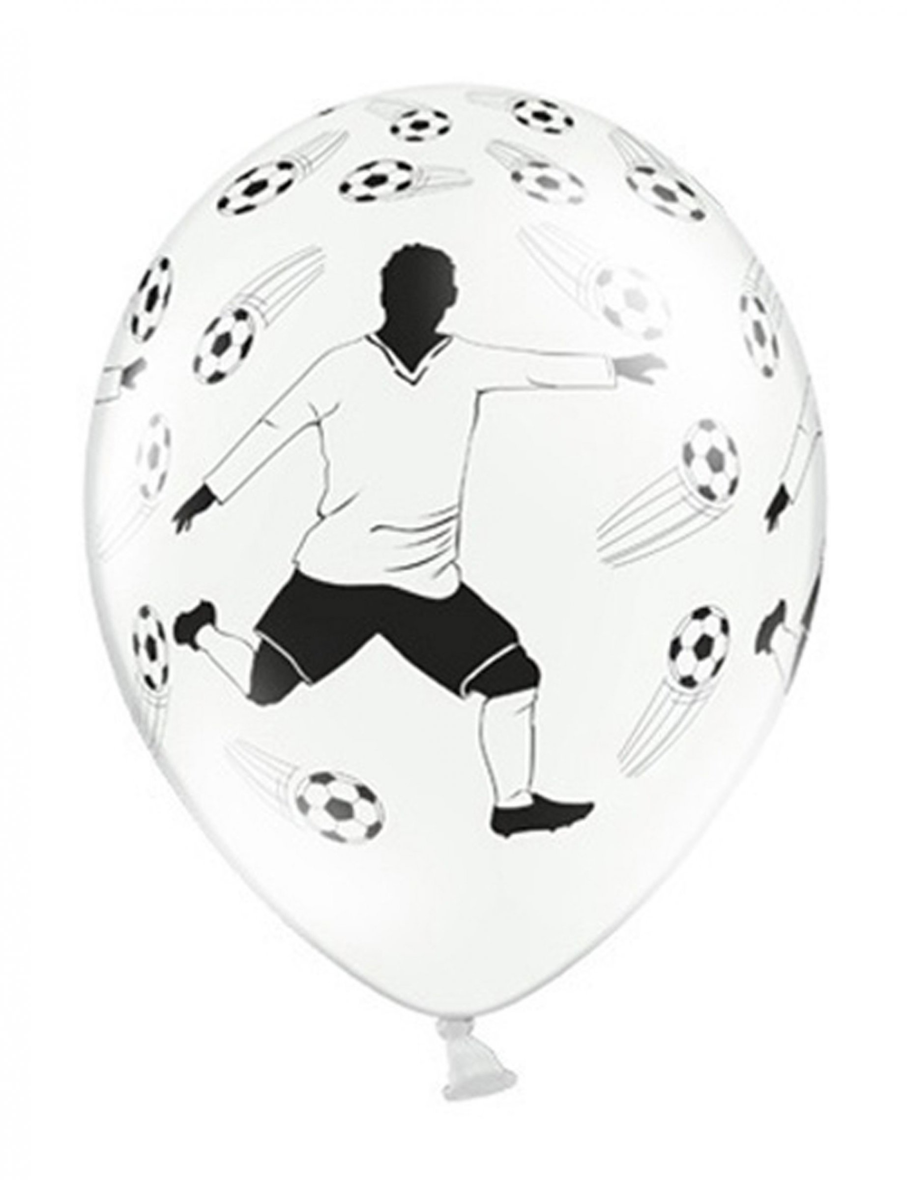 6 Latexballons Fußball Motiv weiß 30 cm von PARTYDECO