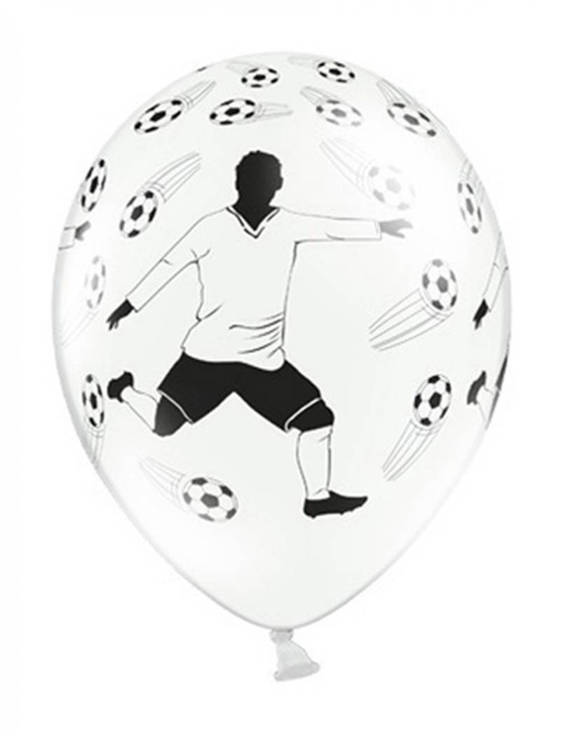 6 Latexballons Fußball Motiv weiß 30 cm von PARTYDECO