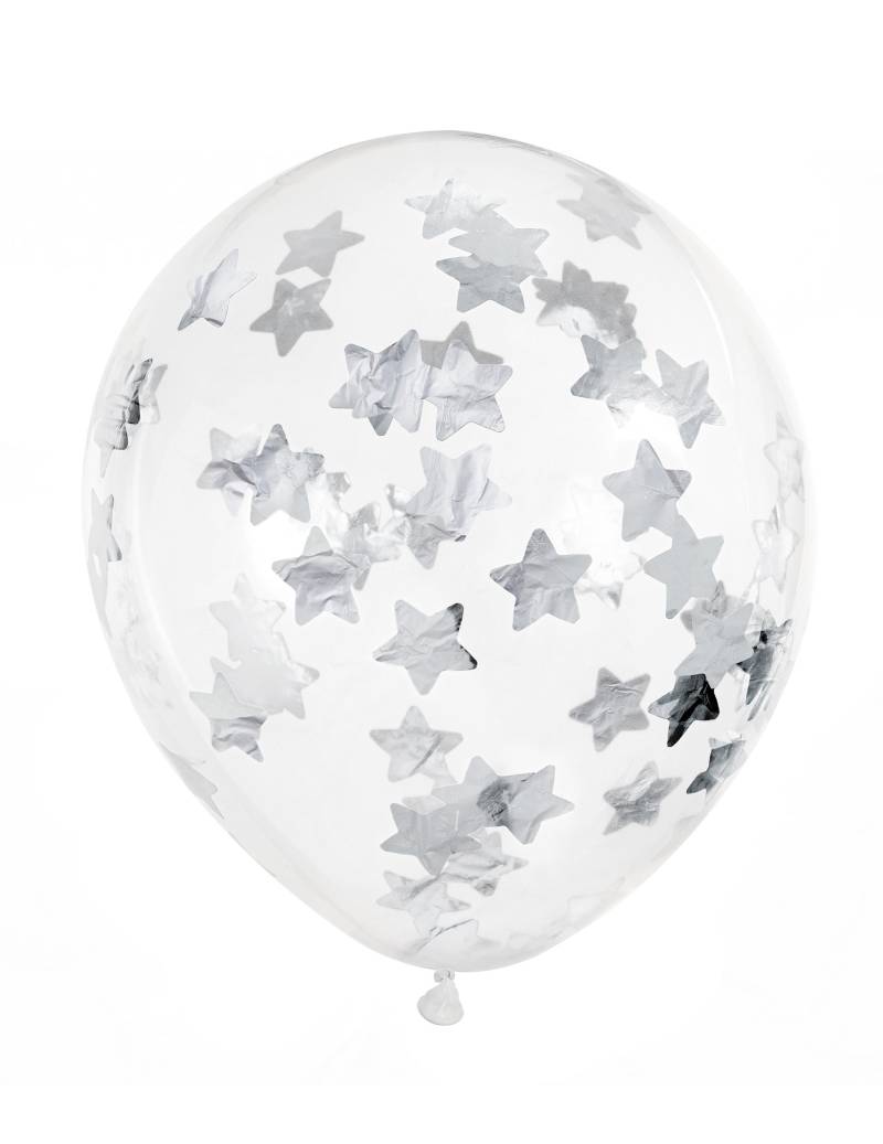 6 Latexballons Transparent mit Sternen Silber 6 Latexballons Transparent mit Sternen Silber von PARTYDECO