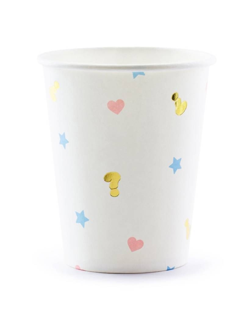 6 Pappbecher Boy or Girl Weiß 200 ml von PARTYDECO