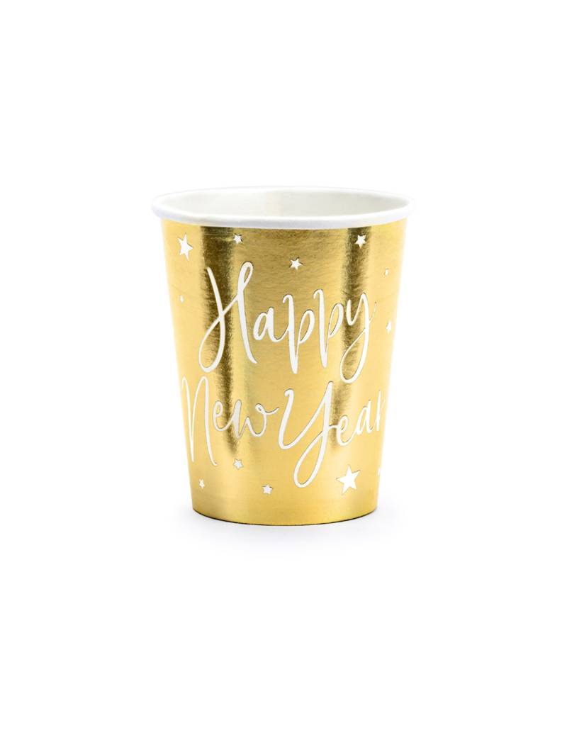 6 Pappbecher Happy New Year Gold 220 ml 6 Pappbecher Happy New Year Gold 220 ml von PARTYDECO