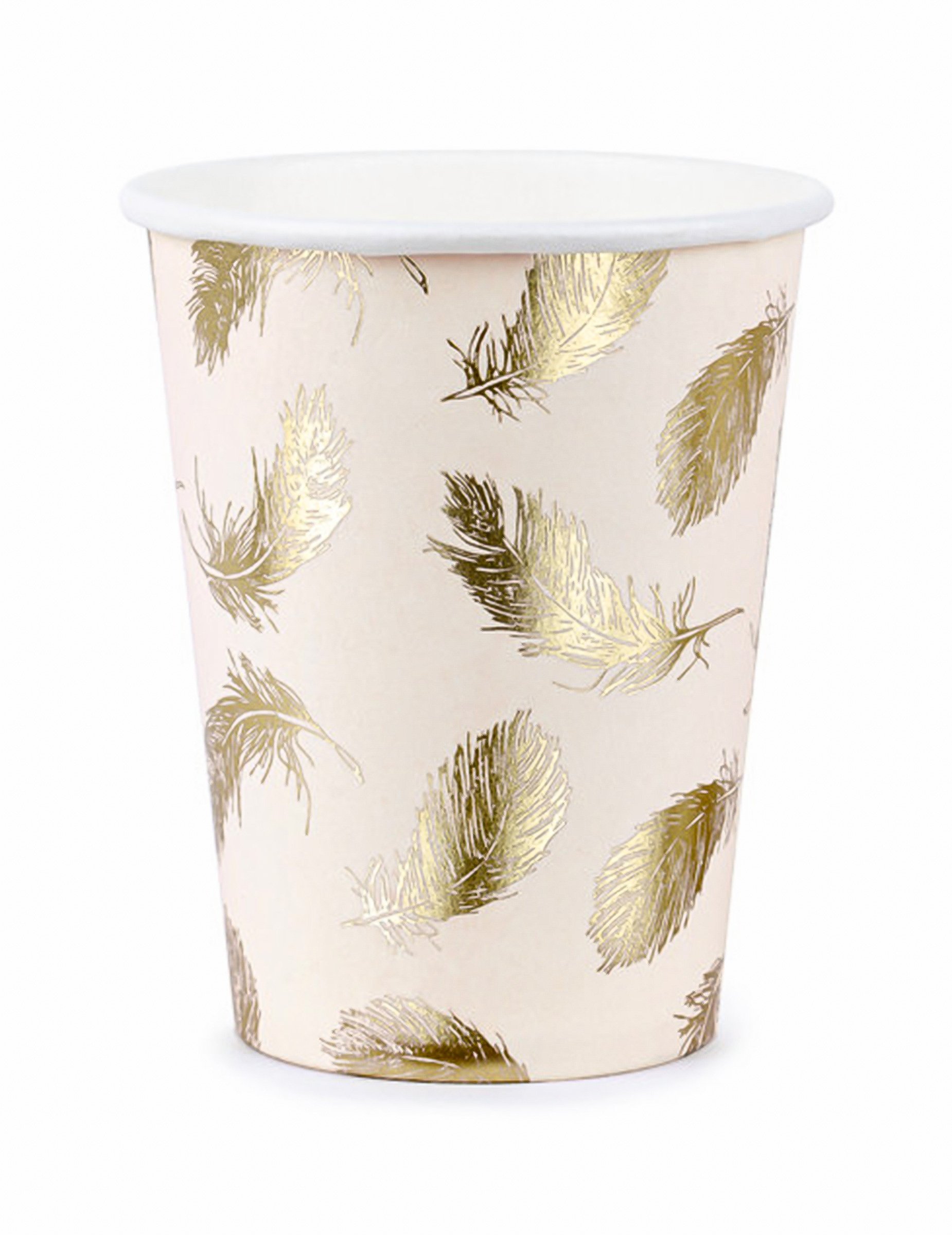 6 Pappbecher Schwan Metallic 220 ml von PARTYDECO