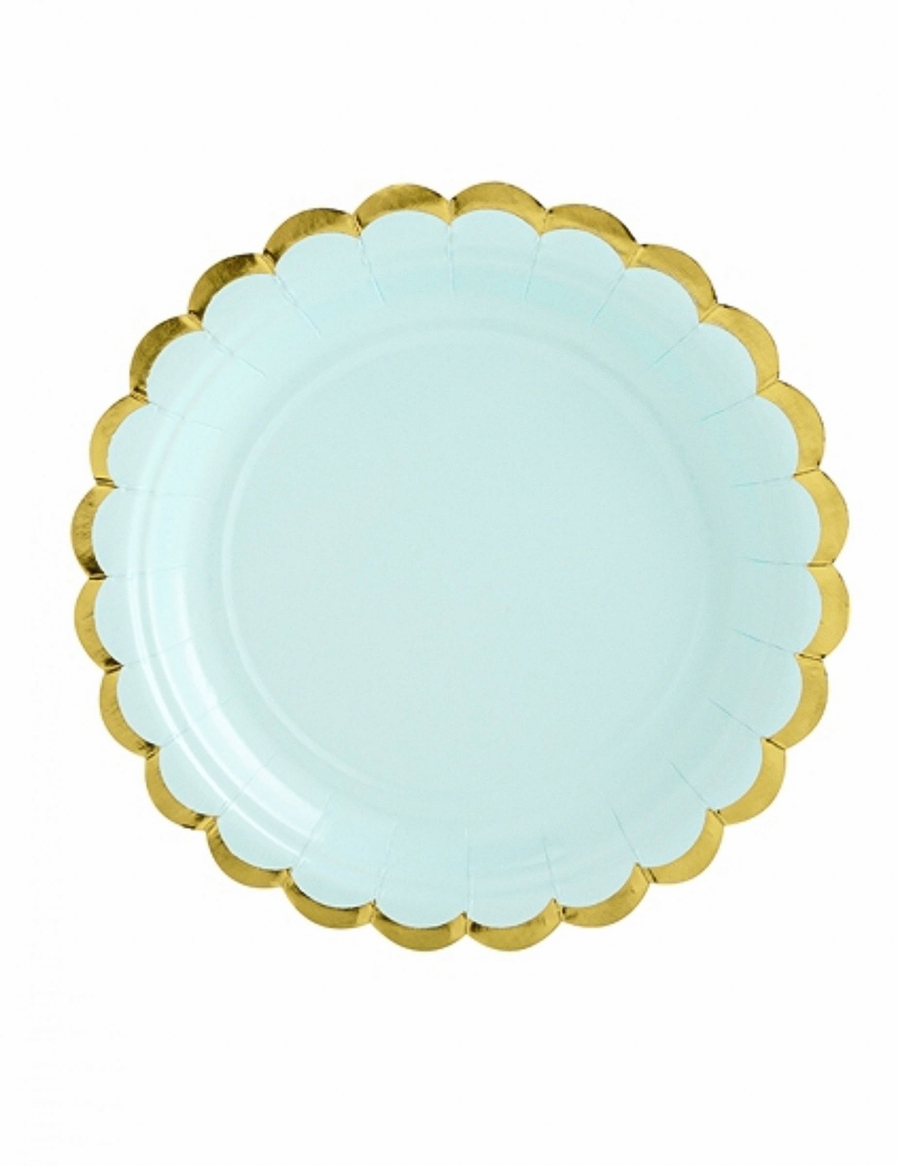 6 Pappteller Mint Gold klein 18 cm von PARTYDECO