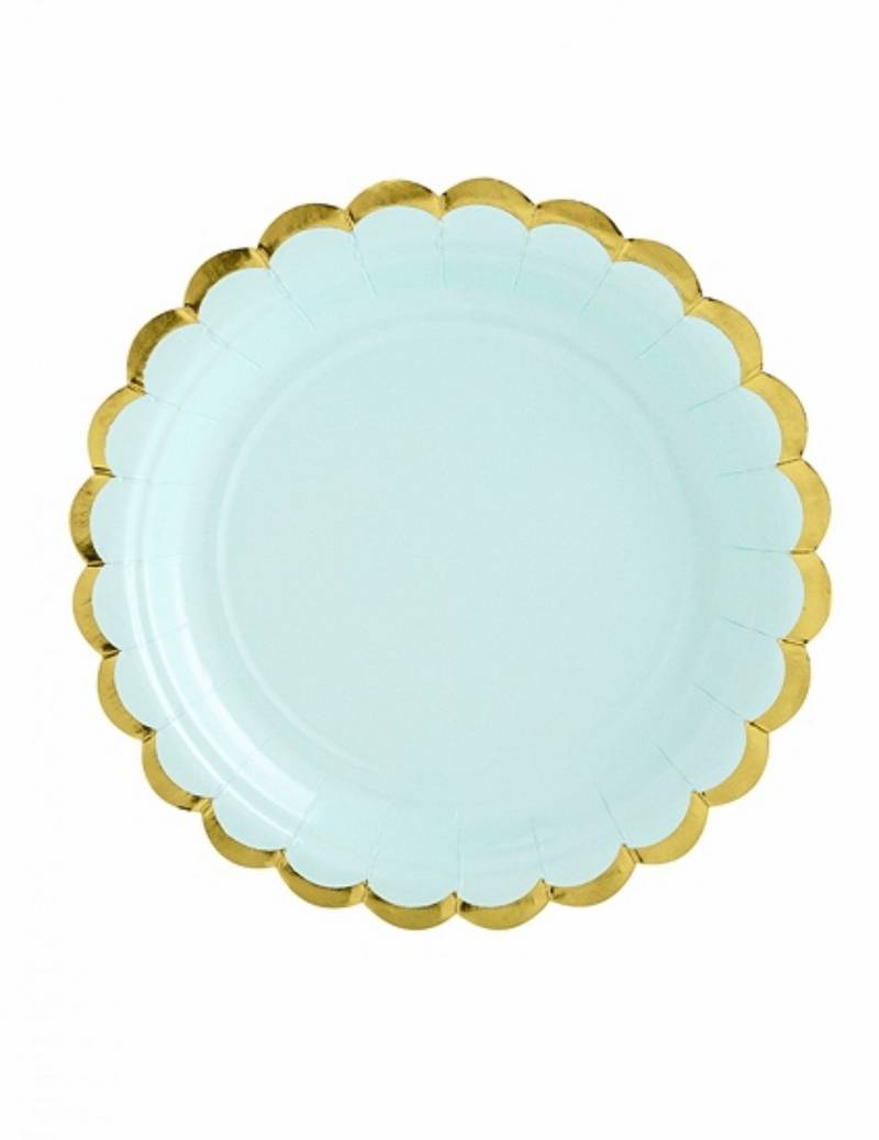 6 Pappteller Mint Gold klein 18 cm von PARTYDECO