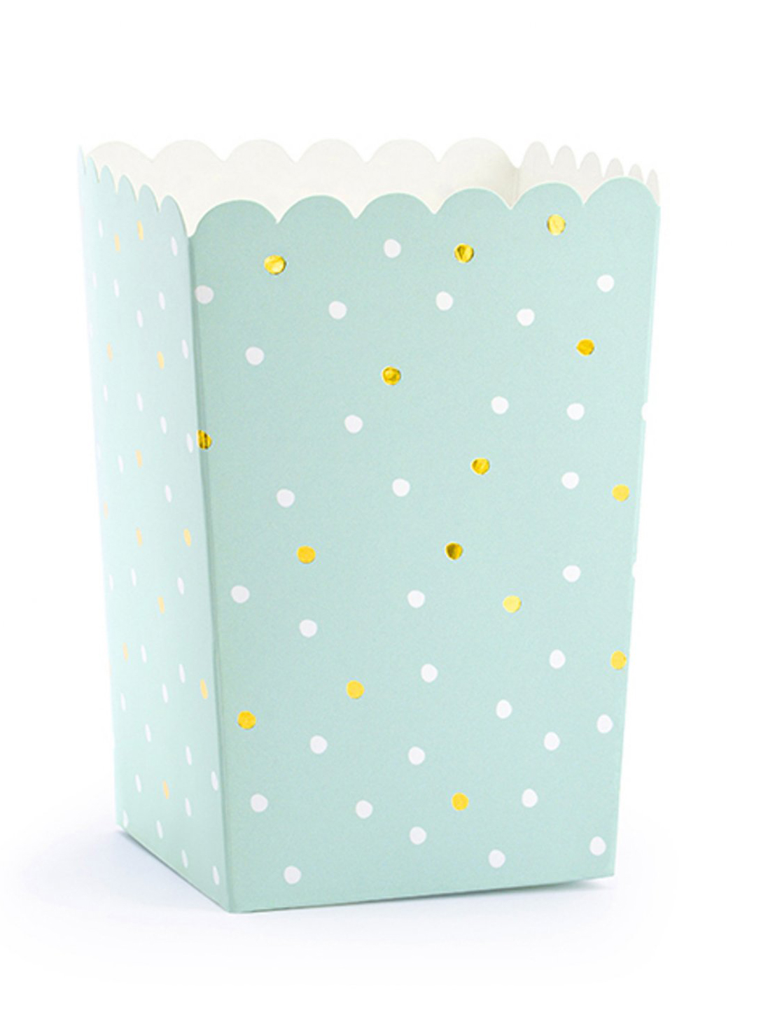 6 Popcorn-Boxen Mint gepunktet Karton 7 x 7 x 12,5 cm von PARTYDECO