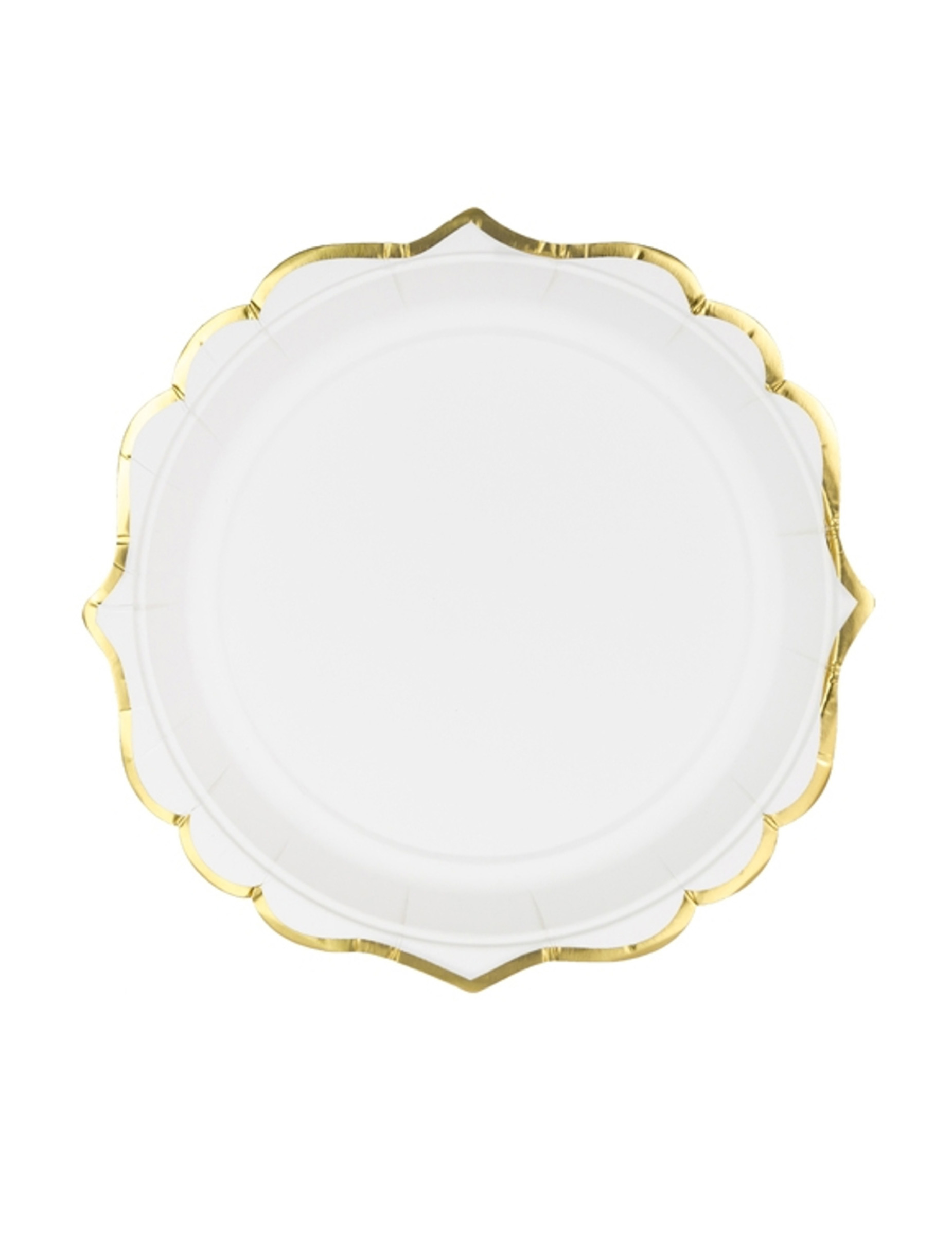 6 kleine Pappteller in Weiß mit goldener Zierkante 18 cm 6 kleine Pappteller in Weiß mit goldener Zierkante 18 cm von PARTYDECO