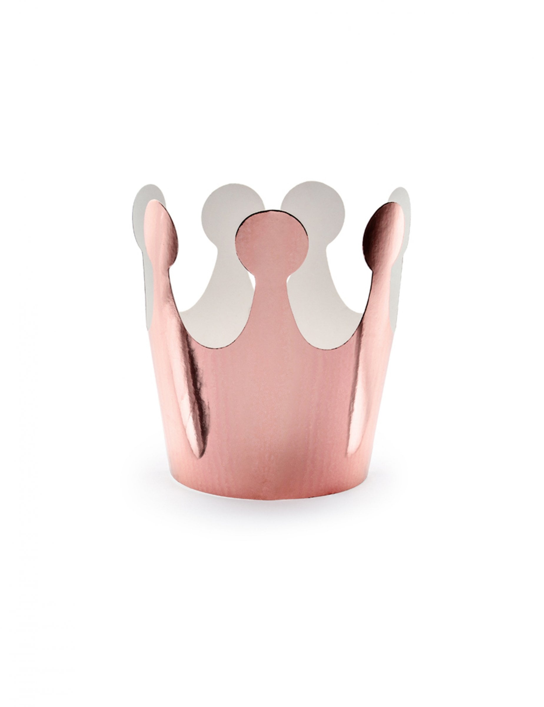 6 metallisch glänzende Papp-Kronen in Roségold (6 cm) für Prinzessinnen-Geburtstage von PARTYDECO