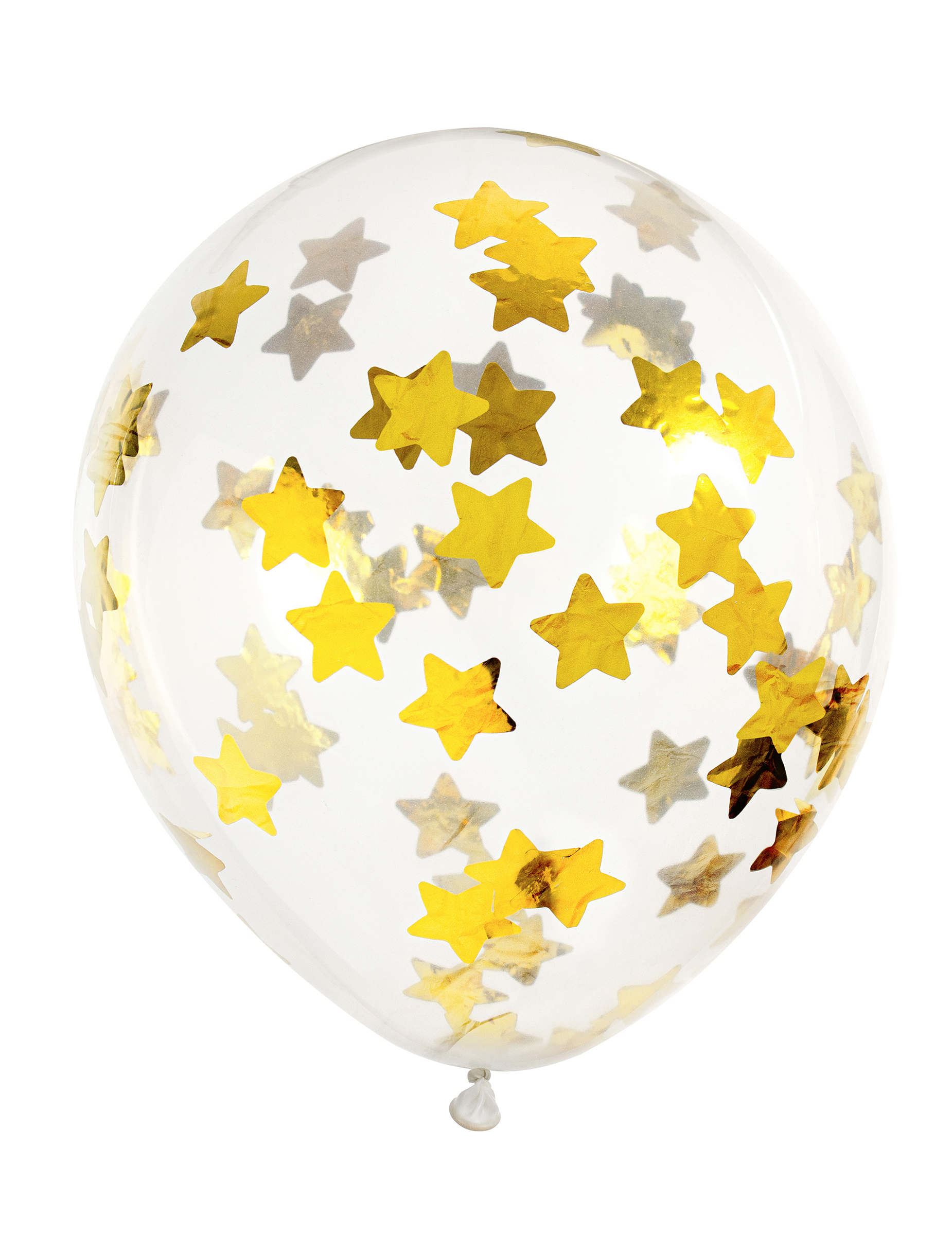6 transparente Latexballons mit goldenen Sternen (30 cm) von PARTYDECO