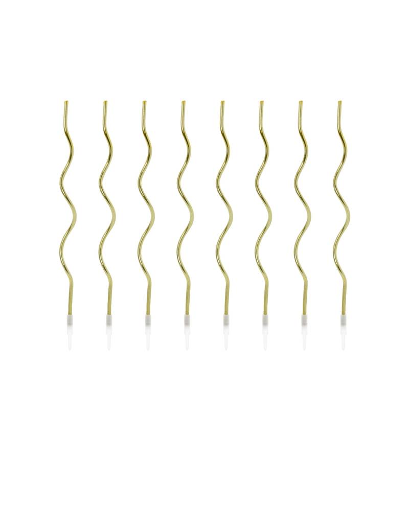 8 goldene Spiral-Kerzen 14 cm mit Haltern 8 goldene Spiral-Kerzen 14 cm mit Haltern von PARTYDECO